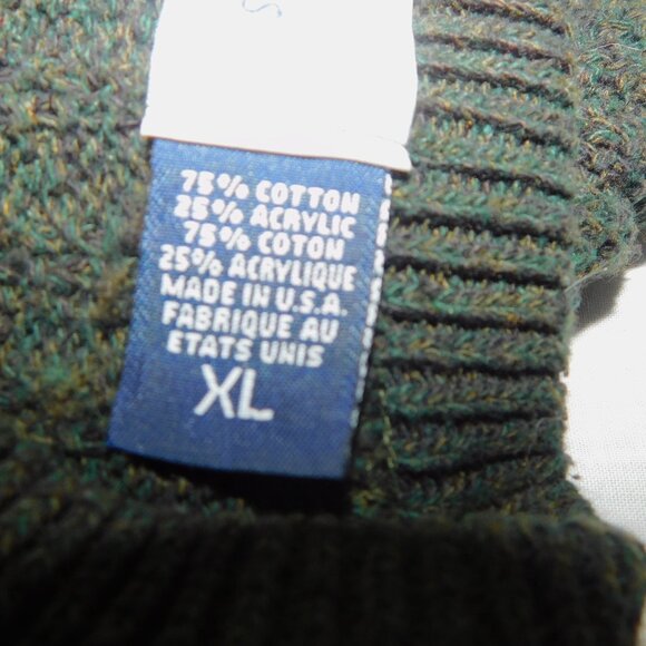 VTG Bill Blass Sweater Mens XL Green Knit Grandpa Henley Fisherman 90s Y2K USA - Picture 5 of 10